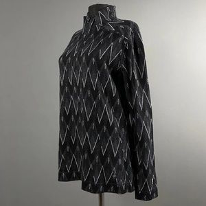 SmartWool Zip Up Black Zig Zag Merino Wool Pullover Sweater Jumper Geometric Med